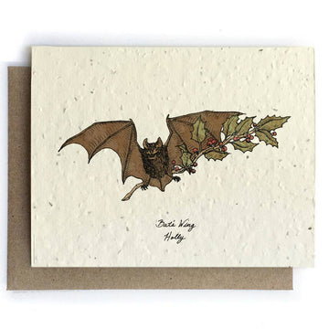 Bat Holly Halloween Greeting Cards - Plantable Seed Paper