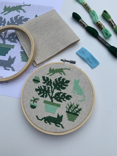 Cats + Plants Cross Stitch Kit - Exclusive