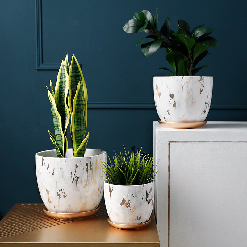 &quot;The Venus&quot; Marble Style Planter &amp; Dish