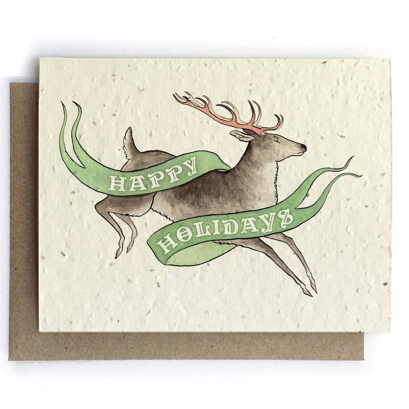Reindeer Holiday Greeting Cards - Plantable Seed Paper