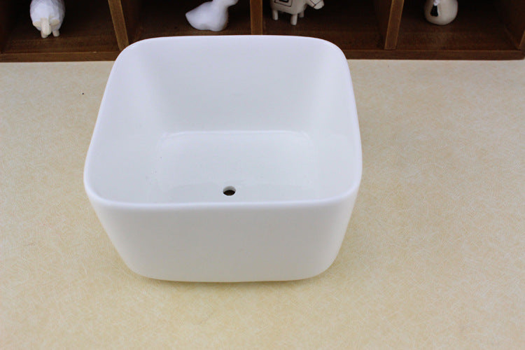&quot;The Islet&quot; Square Ceramic Planter &amp; Bamboo Dish