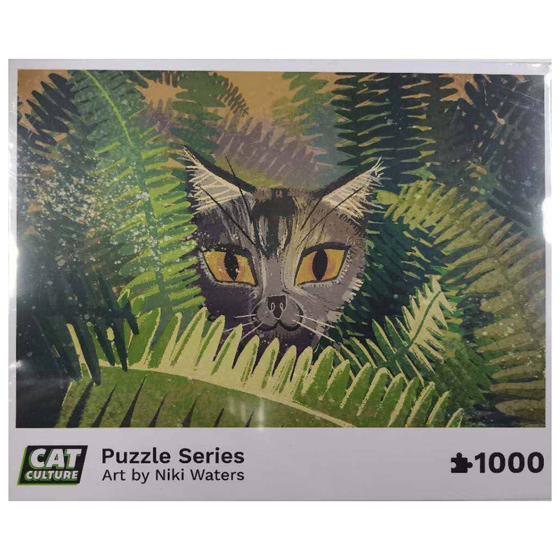 &quot;Jungle Cat&quot; Exclusive Cat &amp; Leaves Puzzle by Cat Culture