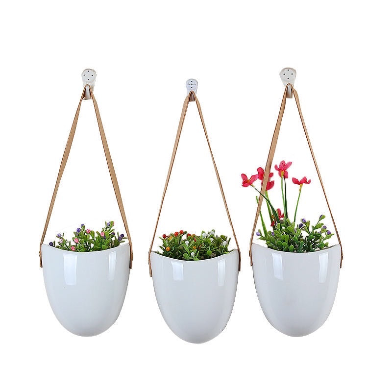 &quot;The Triple Threat&quot; Ceramic Hanging Wall Planters - Set of 3