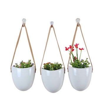 "The Triple Threat" Ceramic Hanging Wall Planters - Set of 3