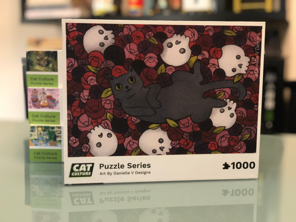 &quot;Hardcore Kitty&quot; Exclusive Cat &amp; Skull Puzzle by Cat Culture