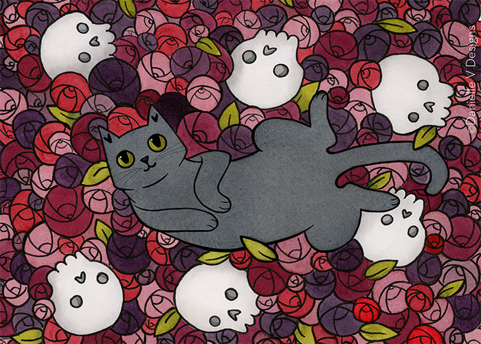 &quot;Hardcore Kitty&quot; Exclusive Cat &amp; Skull Puzzle by Cat Culture